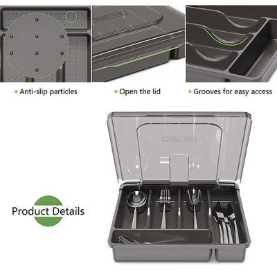 Multi-Purpose Storage Kitchen Cutlery Flatware Drawer Organizer with Lid Customizable