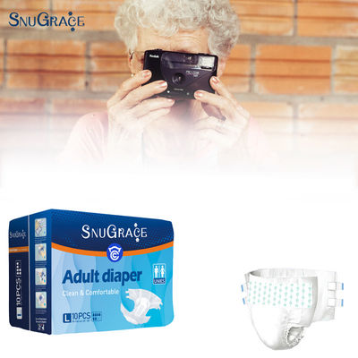 3D Leak Prevention Channel Firm and Safe Disposable Adult Diapers with PP Stickers