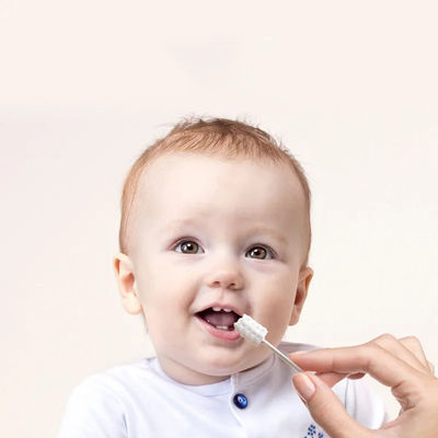 Disposable Baby Oral Skimmed Gauze Cleaning Brush Cotton Swab Mouth Tongue Cleaner