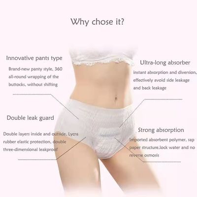 Breathable White Disposable Women Period Pants for OEM ODM Distribution Needs